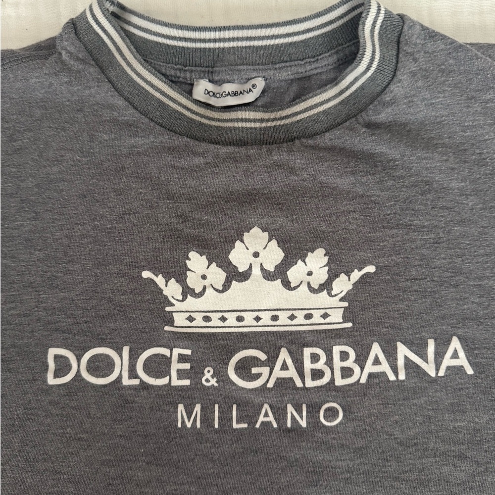 Dolce & Gabbana Grey Tee with White Logo